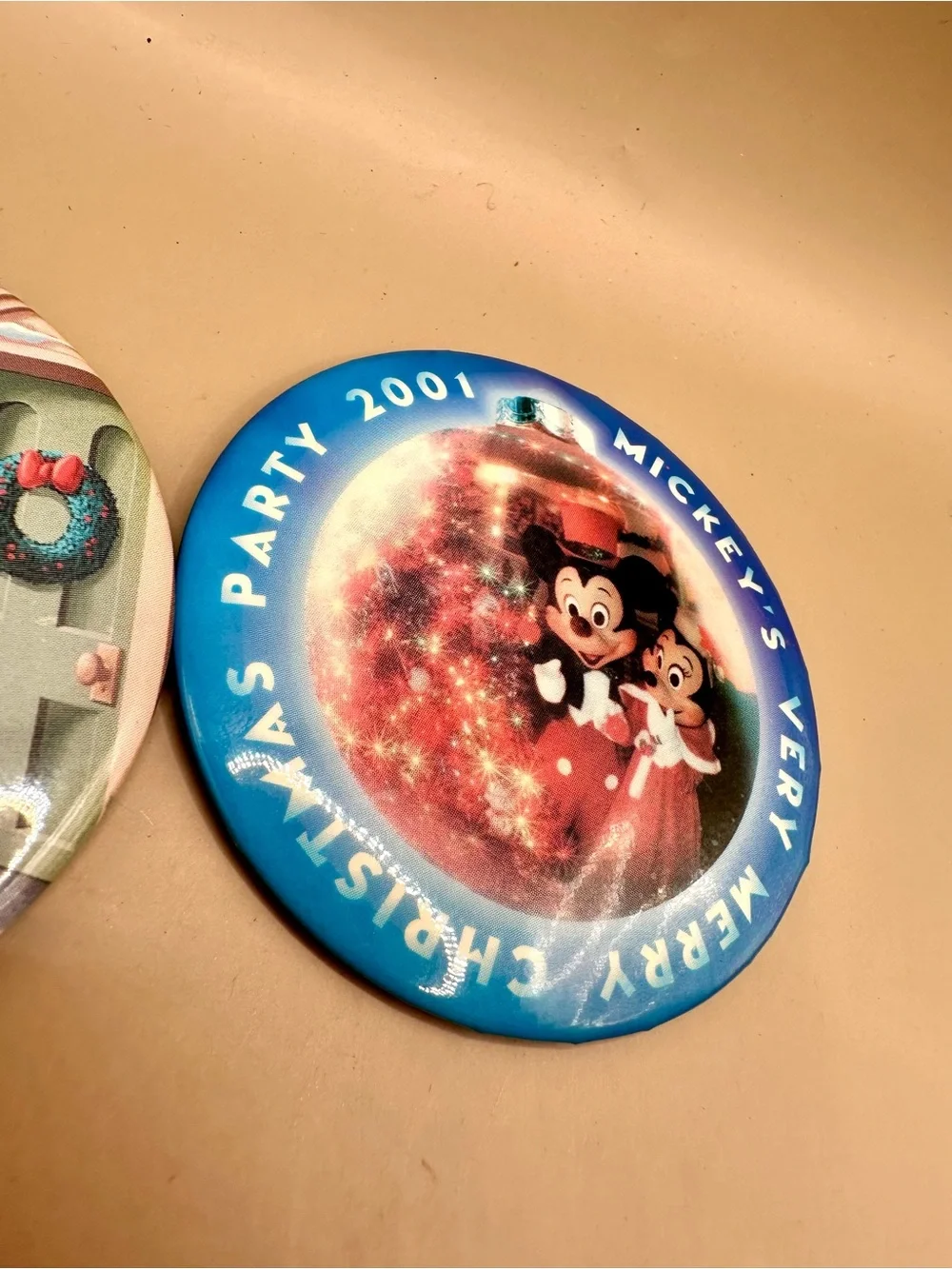 Disney MVMCP 1999 2001 Christmas Pinback Buttons Lot of 2